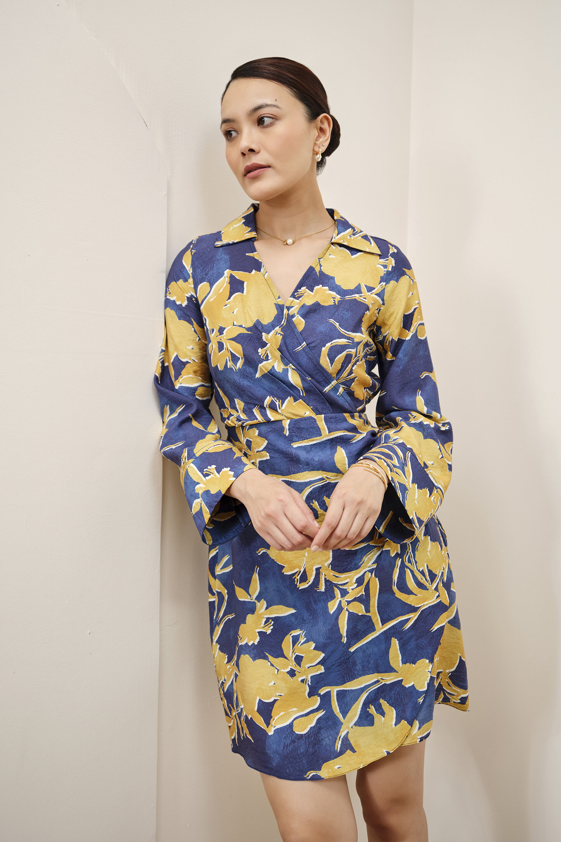 Merle Abstract Print Dress, Navy Blue, image 2